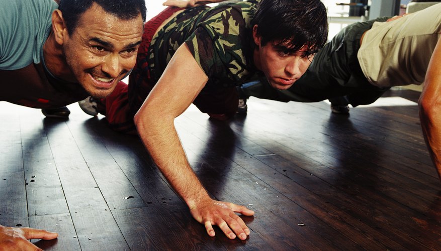 Soldiers doing push ups