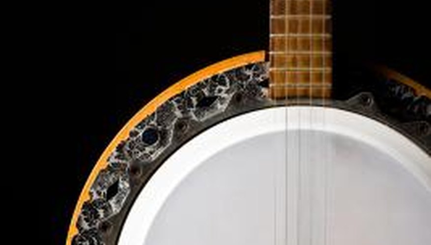 A five-string banjo, suitable for use with a Levy strap.