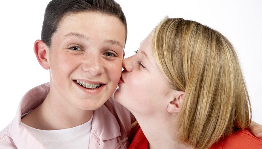 A playful kiss on the cheek can express appreciation and affection.