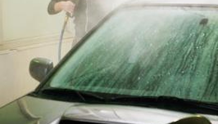 Use a pressure washer to make quick work of your dirty convertible top.
