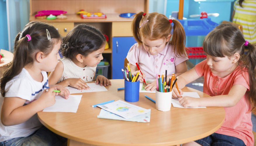 An art learning center encourages creativity and development of fine motor skills.