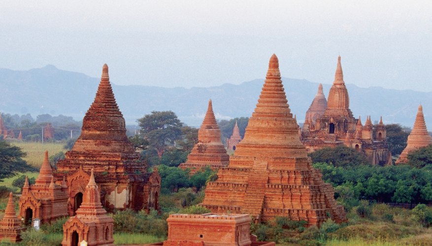 There are ancient Buddhist temples in Bagan, Myanmar