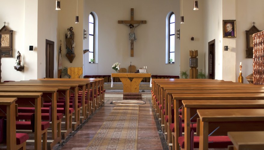 Inside large traditional Catholic church