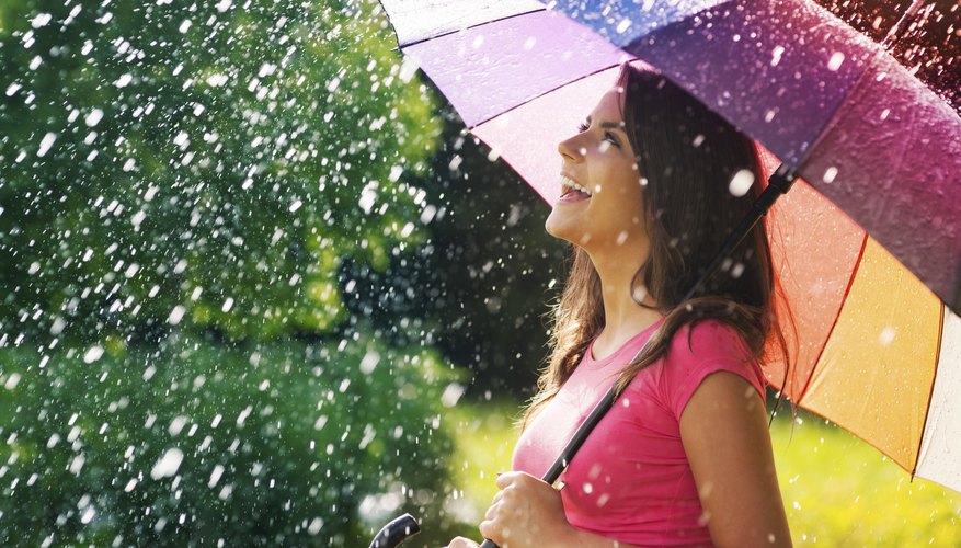 Woman walking in April showers