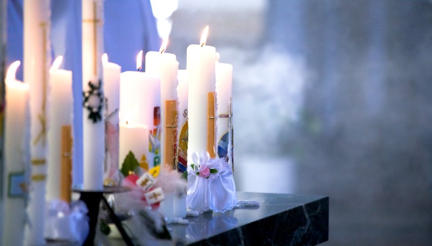 Candles set up at Catholic communion ceremony.