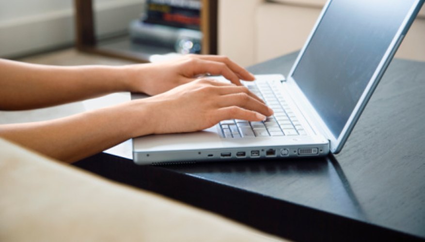 Woman typing document