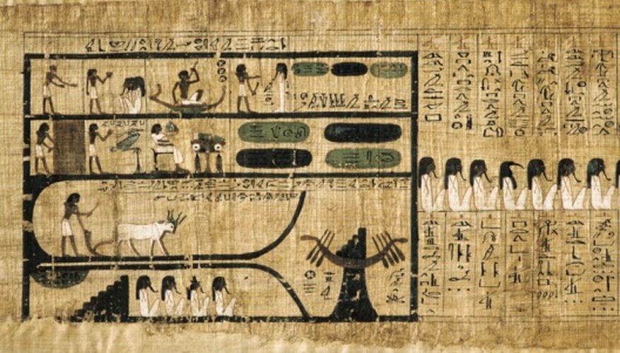 Funeral processions are depicted in hieroglyphic form inside Egyptian tombs.