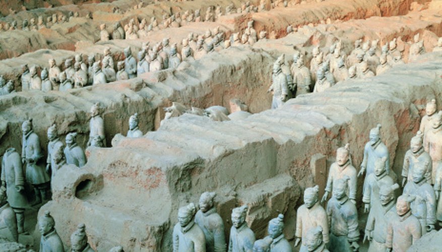 Terracotta warriors found in the tomb of an emperor follows the burial custom of equipping the deceased for the afterlife.
