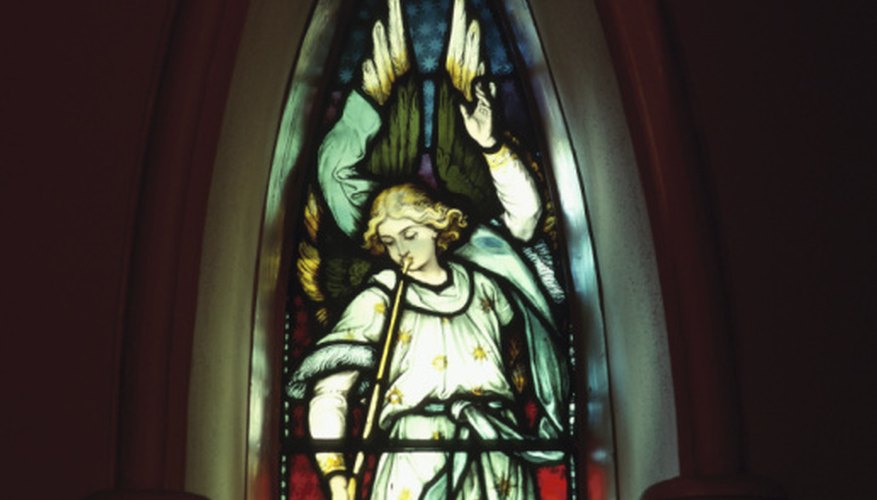 A glass mosaic frame is representative of the stained glass windows in a church.
