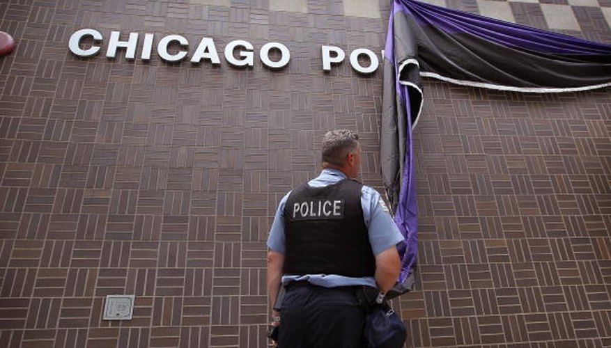 Bunting is hung on police and fire stations when mourning a fallen officer.