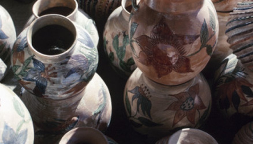 Examples of multicolored and textured pottery from Arizona.