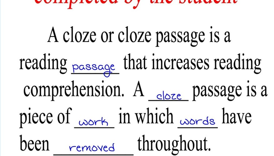 Here is a student's cloze before corrections.
