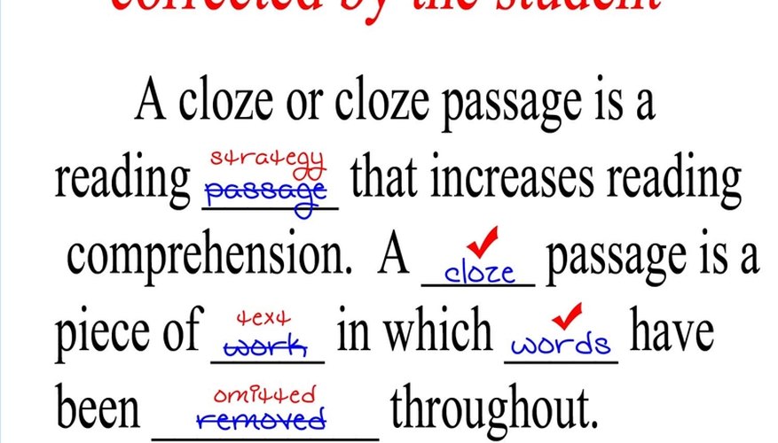 Here is a student cloze that has been corrected by the student.