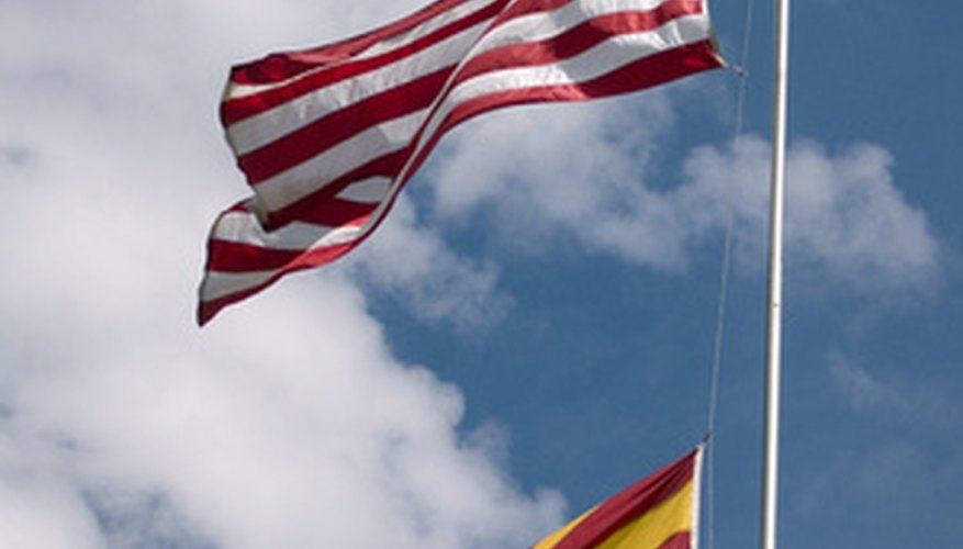 Arizona state flag, below the U.S. flag.