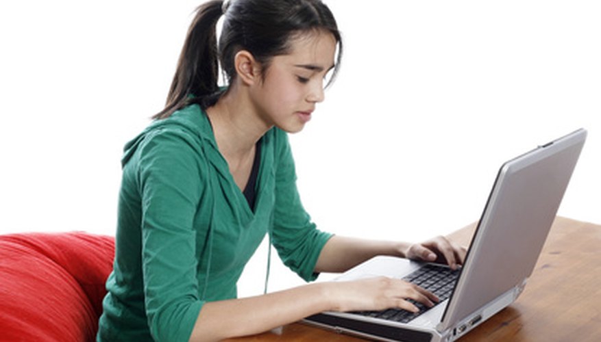 Student using a computer to access the Internet.