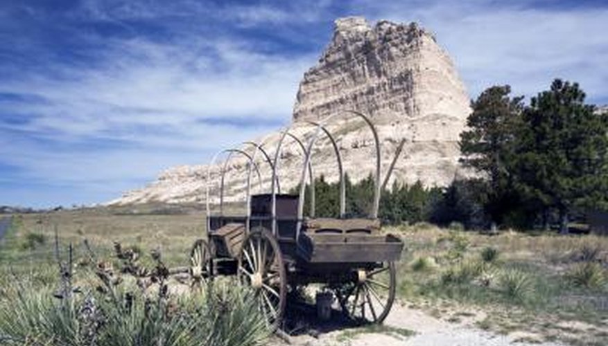 Pioneer wagon on the Oregon trail in Wyoming