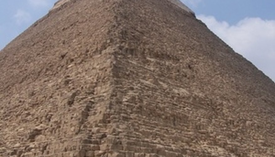 Photo Credit: pyramid image by christine dedman from <a href='http://www.fotolia.com'>Fotolia.com</a> Calculate the volume of a pyramid, such as the Great Pyramids in Egypt with a simple formula.