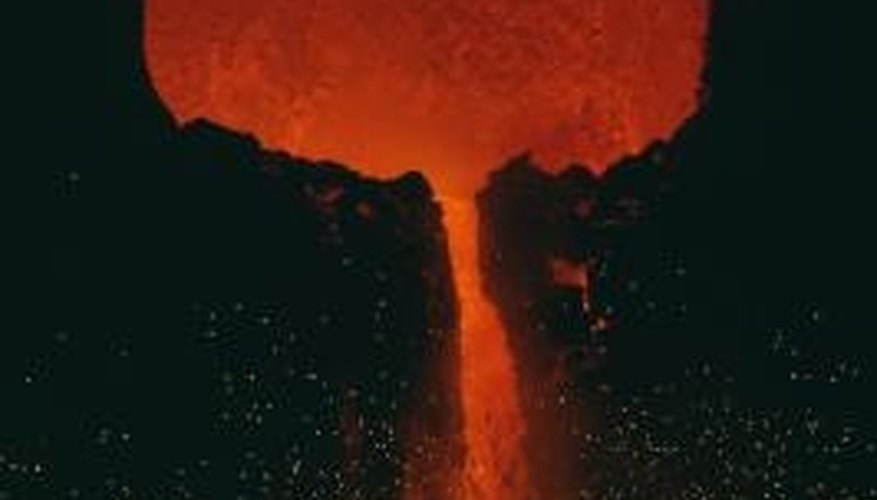 Photo Credit: Photos.com/Photos.com/Getty Images Volcanoes spew ash, lava and several gases when they erupt.