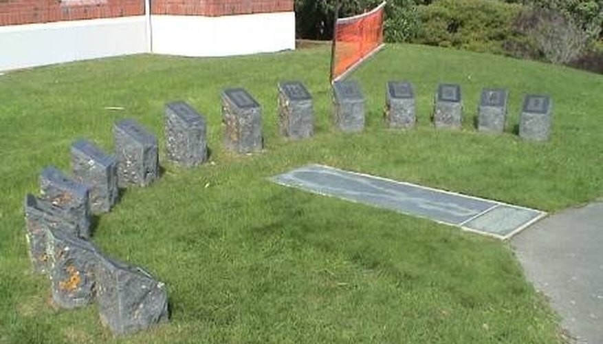 Sundial with stones in New Zealand.