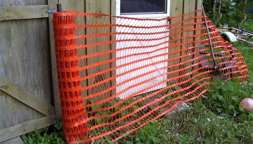 Typical plastic mesh fencing is 4 feet by 50 feet. Typical plastic mesh fencing is 4 feet by 50 feet.