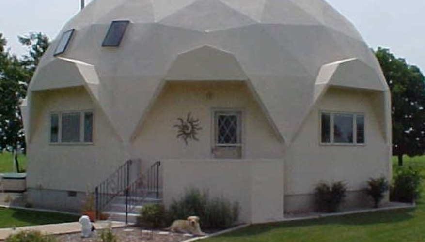 Geodesic dome, note angular form with straight lines Geodesic dome, note angular form with straight lines