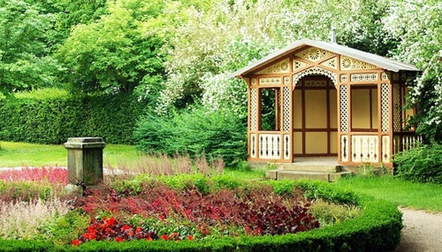 A decorated playhouse. A decorated playhouse.