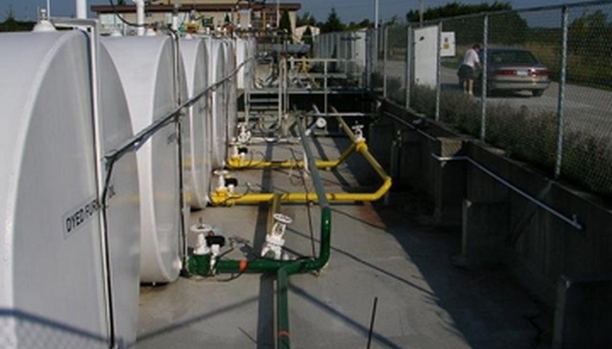 A series of bulk storage propane tanks. A series of bulk storage propane tanks.