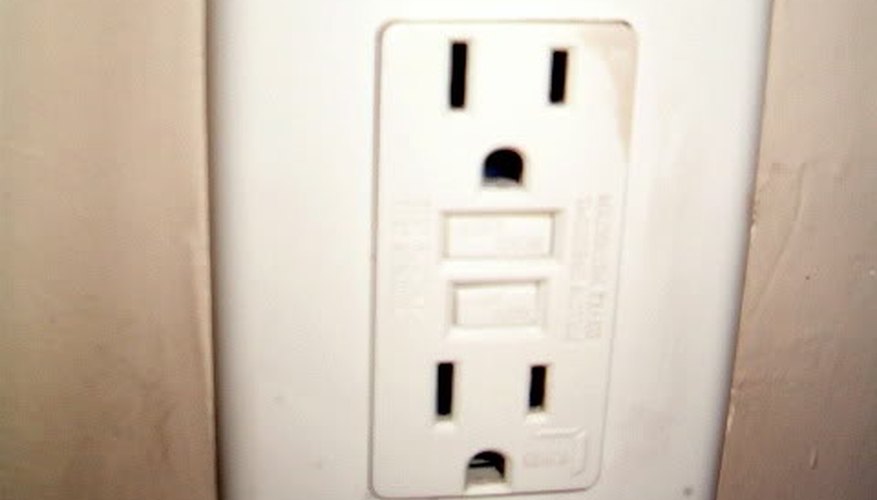 A GFCI wall outlet. A GFCI wall outlet.