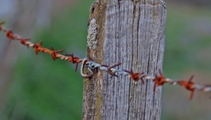 Wire mesh fencing installs quickly to enclose a property line. Wire mesh fencing installs quickly to enclose a property line.