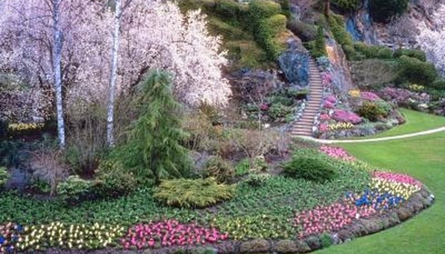 A retaining wall can establish a clear border between the bed and the lawn. A retaining wall can establish a clear border between the bed and the lawn.