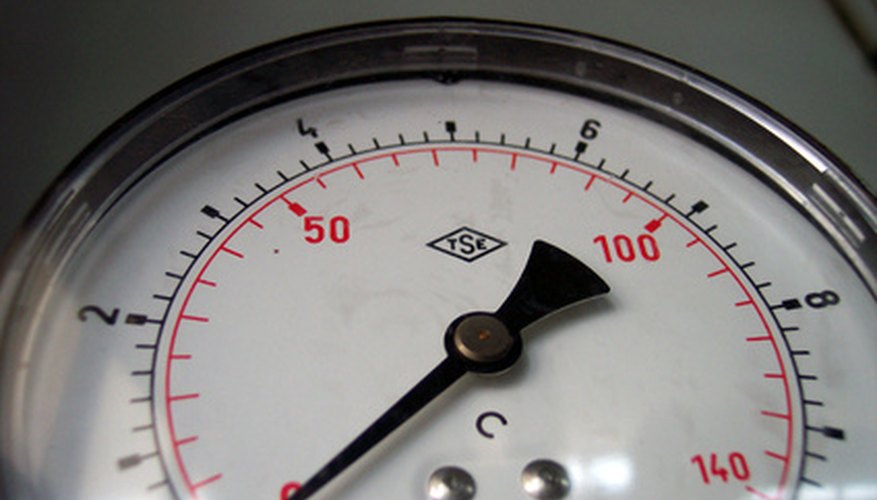 Photo Credit: barometer image by timur1970 from <a href='http://www.fotolia.com'>Fotolia.com</a> Saturation pressure is the pressure of a vapor at the point when the molecules leave the vapor at the same rate as they enter the vapor.