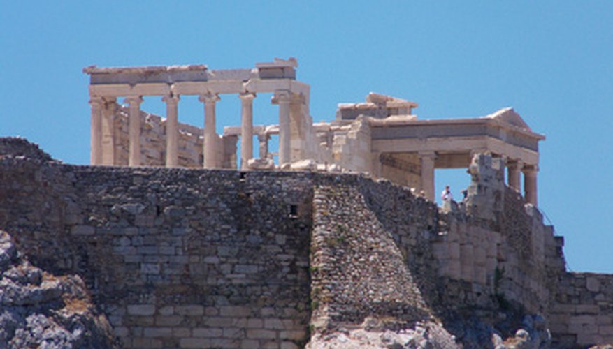 Greek temples on the Acropolis feature some of the most famous pediments. Greek temples on the Acropolis feature some of the most famous pediments.