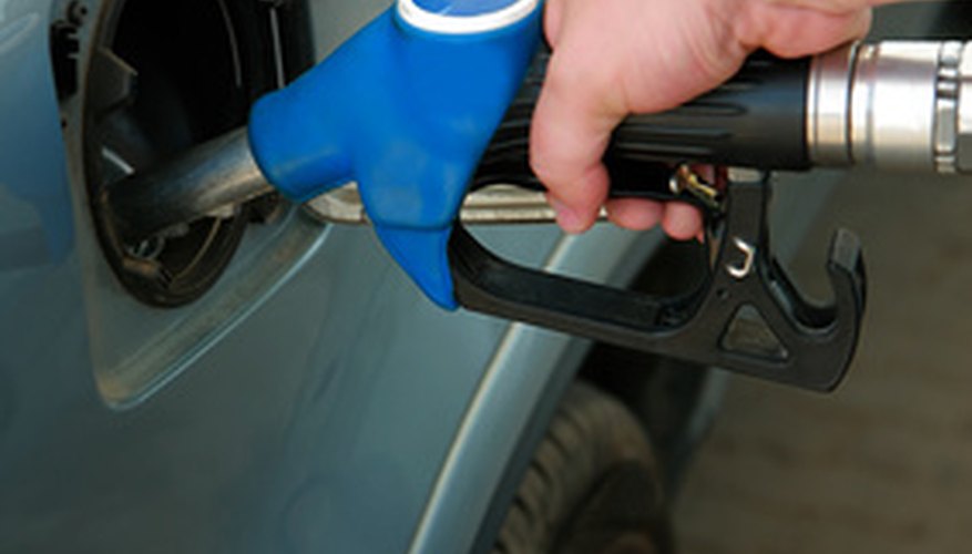 Photo Credit: Refuelling by gasoline of the modern car image by terex from <a href='http://www.fotolia.com'>Fotolia.com</a> Most gasoline sold in the U.S. contains about 10 percent ethanol.