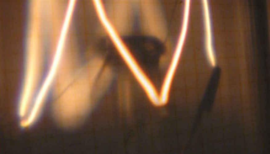 Photo Credit: fils d'une ampoule image by WSC from <a href='http://www.fotolia.com'>Fotolia.com</a> As materials heat up to high temperatures, they radiate at shorter wavelengths.