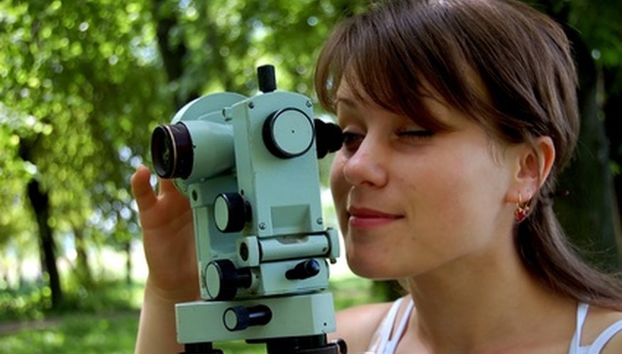 Photo Credit: theodolite survey serie portret image by Kostyantyn Ivanyshen from <a href='http://www.fotolia.com'>Fotolia.com</a> Theodolites are used to measure vertical and horizontal angles.