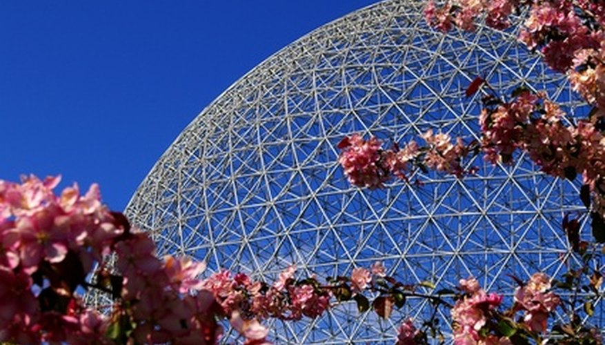 Photo Credit: biosphere image by Frédéric Georgel from <a href='http://www.fotolia.com'>Fotolia.com</a> Steel tubing was used to form this geodesic dome.