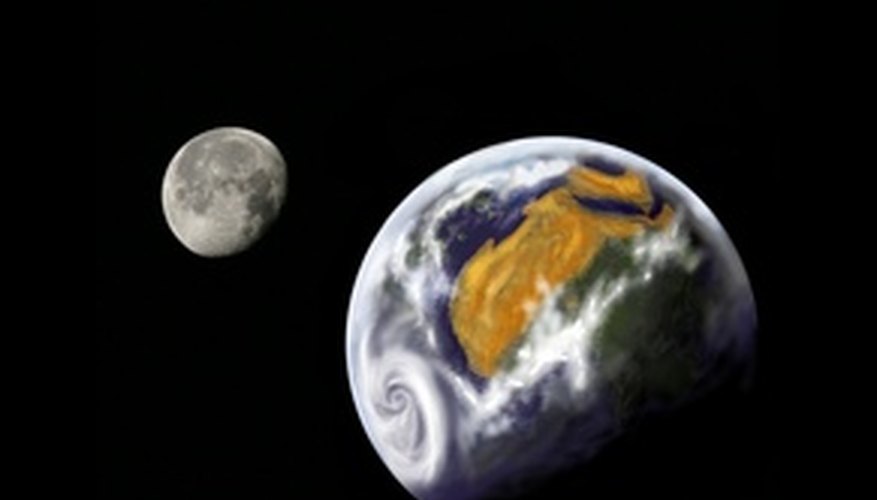 Photo Credit: earth and moon image by Witold Krasowski from <a href='http://www.fotolia.com'>Fotolia.com</a> Earth has only one moon, while Neptune has nearly a dozen.