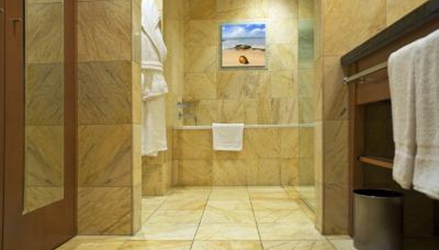 Stone floors are installed in tile. Stone floors are installed in tile.