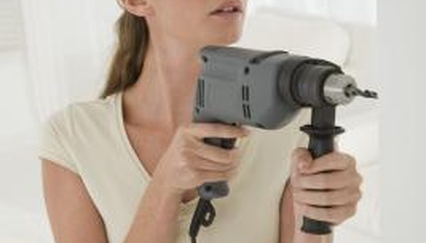 Wear eye safety glasses when using a drill. Wear eye safety glasses when using a drill.