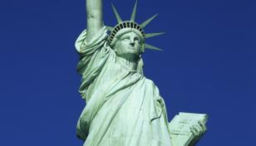 Corrosion occurred between iron supports and copper sheathing on Lady Liberty. Corrosion occurred between iron supports and copper sheathing on Lady Liberty.