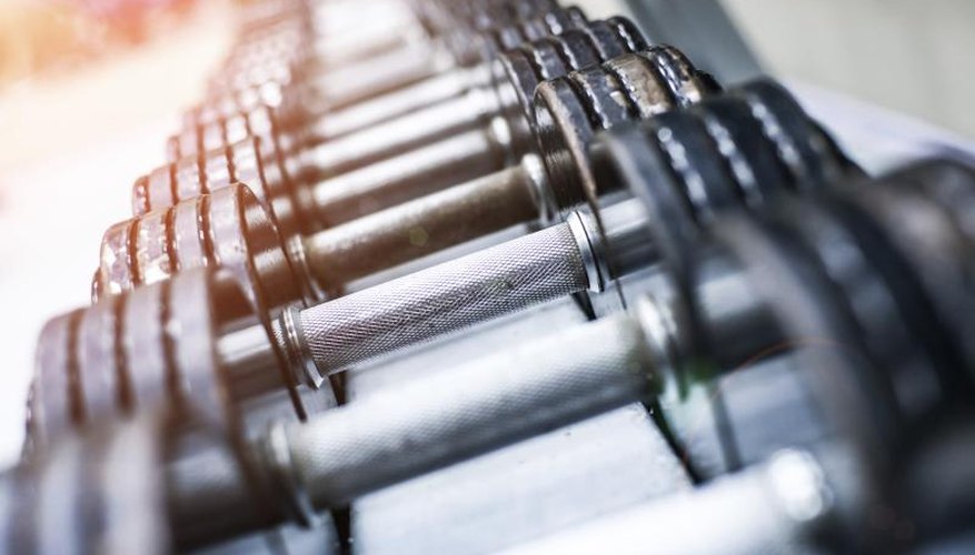 Row of barbells.