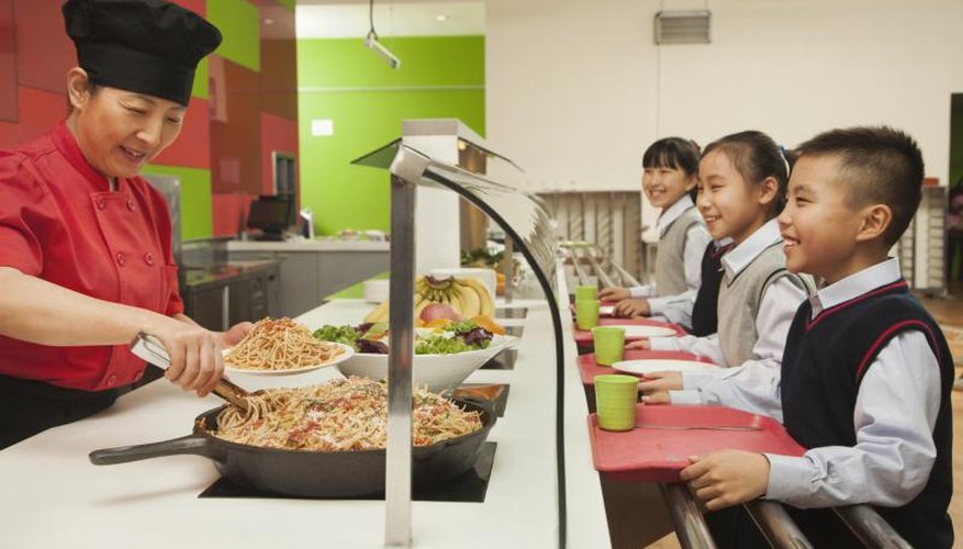 Children line up for lunch time
