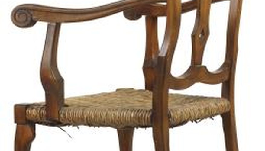 If the chair has arms, remove them before weaving if possible. If the chair has arms, remove them before weaving if possible.