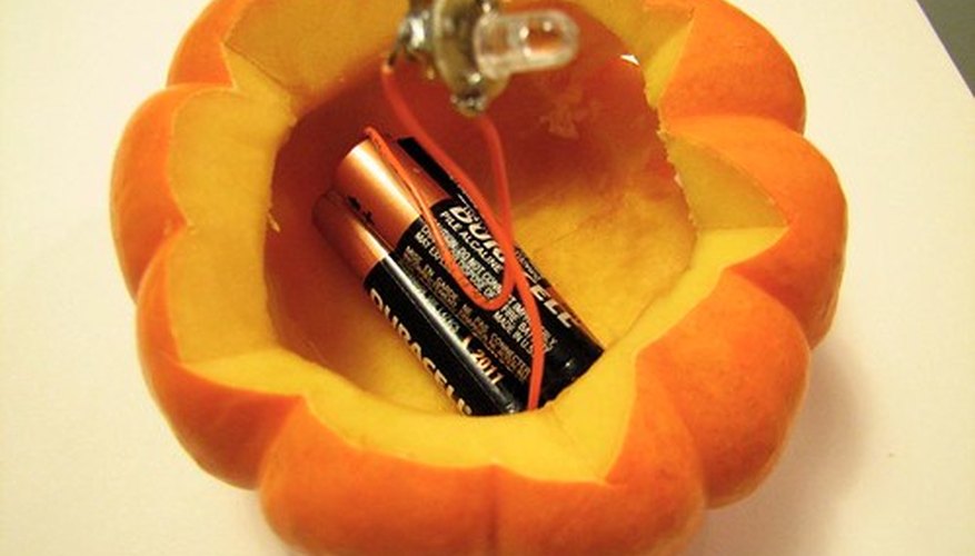 Photo Credit: Image by Flickr.com, courtesy of Windell Oskay Alkaline batteries can even light a pumpkin!