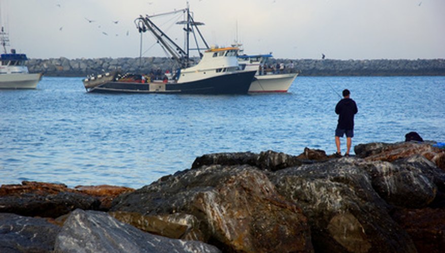 Photo Credit: fishing image by Byron Moore from <a href='http://www.fotolia.com'>Fotolia.com</a> Overfishing threatens dolphin habitats.