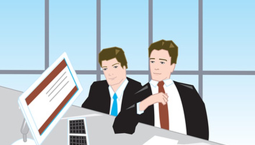 Photo Credit: two business men viewing a computer screen image by Wingnut Designs from <a href='http://www.fotolia.com'>Fotolia.com</a> Business owners may choose to employ auditors for performance reviews.