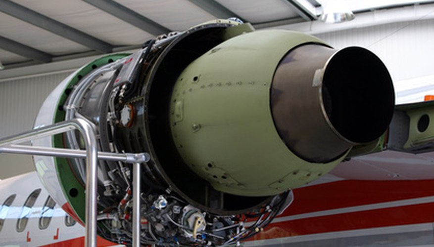 Photo Credit: Aircraft engine image by Andrew Breeden from <a href='http://www.fotolia.com'>Fotolia.com</a> Engines generate mechanical power.