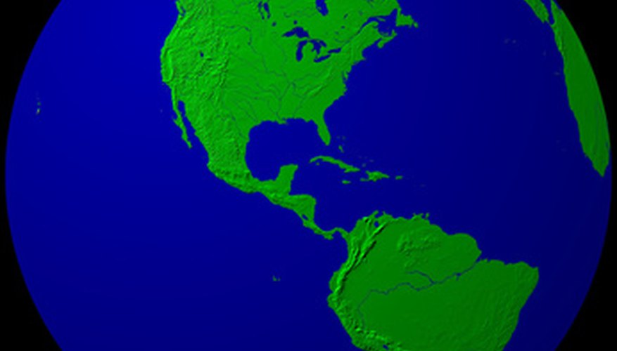 Photo Credit: green & blue globe - america image by smn from <a href='http://www.fotolia.com'>Fotolia.com</a> Longitude and right ascension are coordinates used to identify locations on Earth and the celestial sphere