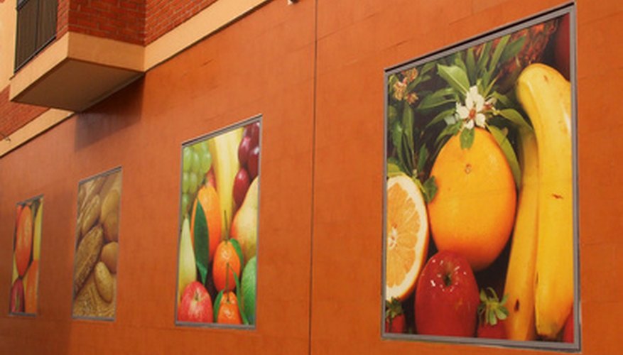 Air conditioner incorporated into the trim on a fruit mural. Air conditioner incorporated into the trim on a fruit mural.