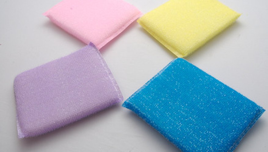 The mesh on a nylon mesh scrubber adds a bit of stain-removing power. The mesh on a nylon mesh scrubber adds a bit of stain-removing power.